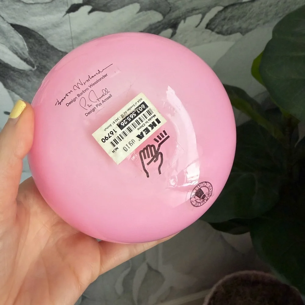 IKEA Vintage Pink Glass Decorative Orb Vase - by Barbro Wesslander & Pia Amsell